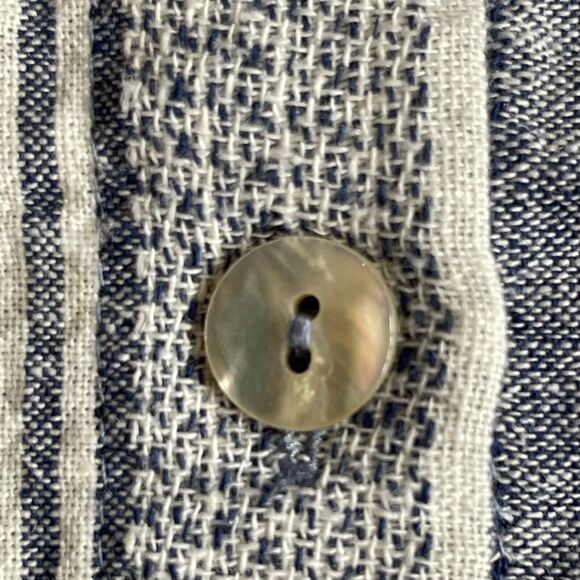 Soft Surroundings Button-Up Tunic Women Size S Blue Stripe Linen-Cotton Blend - Picture 10 of 15